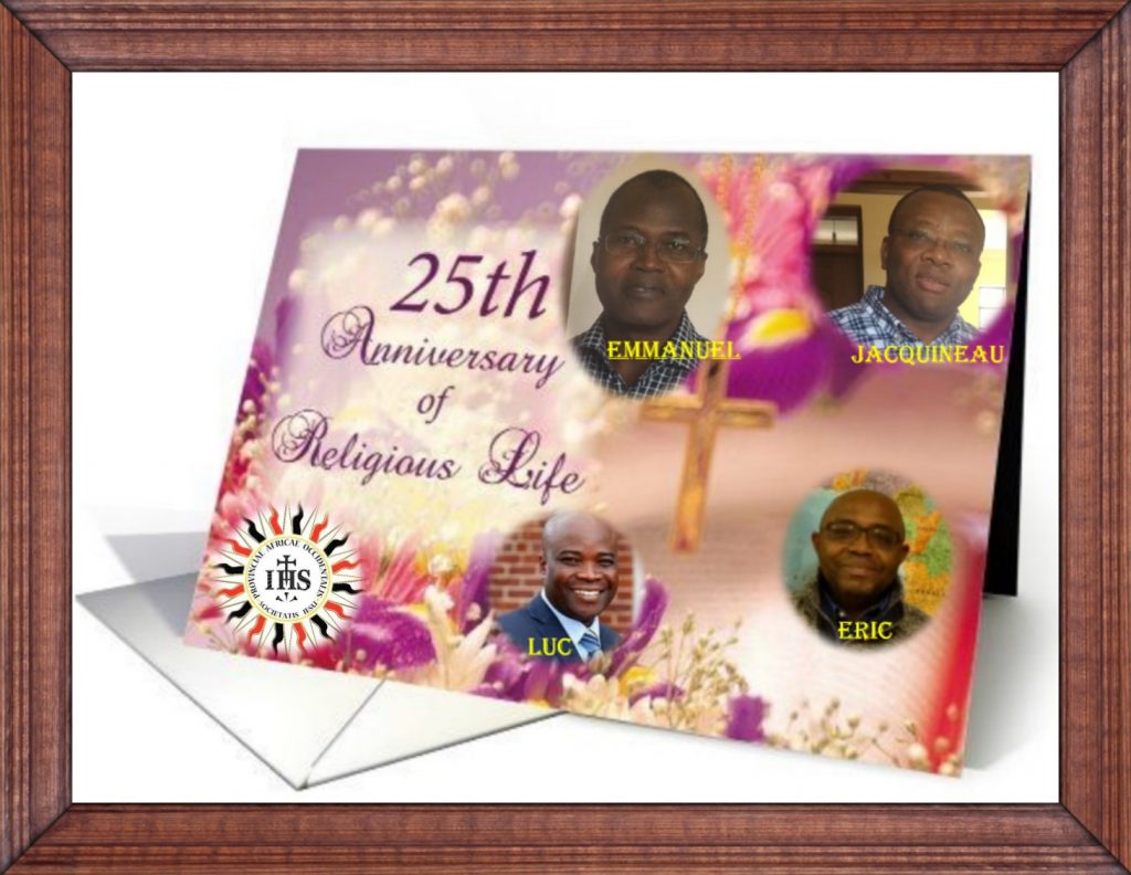 Jubilé d'argent (25 ans dans la Compagnie de Jésus) des pères jésuites Emmanuel Foro Jacquineau Azetsop Eric Akue Luc Amoussou